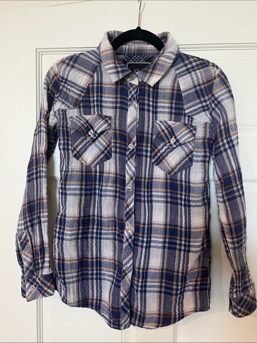 Women’s Small Rails Ashton Ombré Plaid Button-Up Shirt - Blue & White
